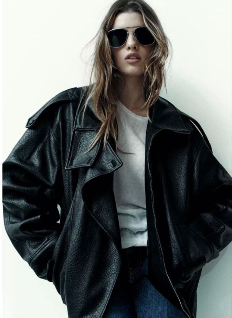 ZARA☆新品未使用☆Mサイズ 黒 レザーライダースジャケット