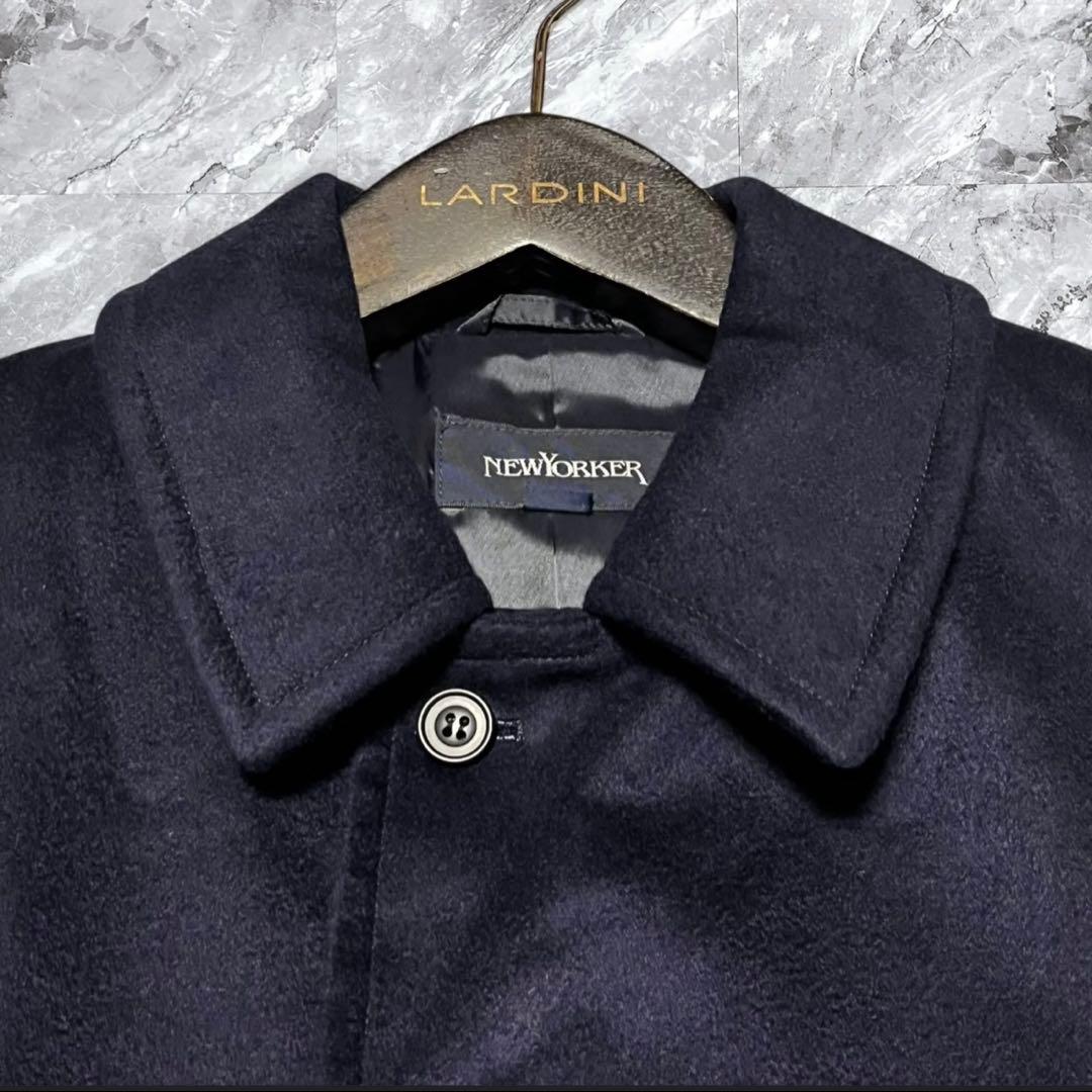 NEW YORKER ネイビー ステンカラーコート カシミヤ100%