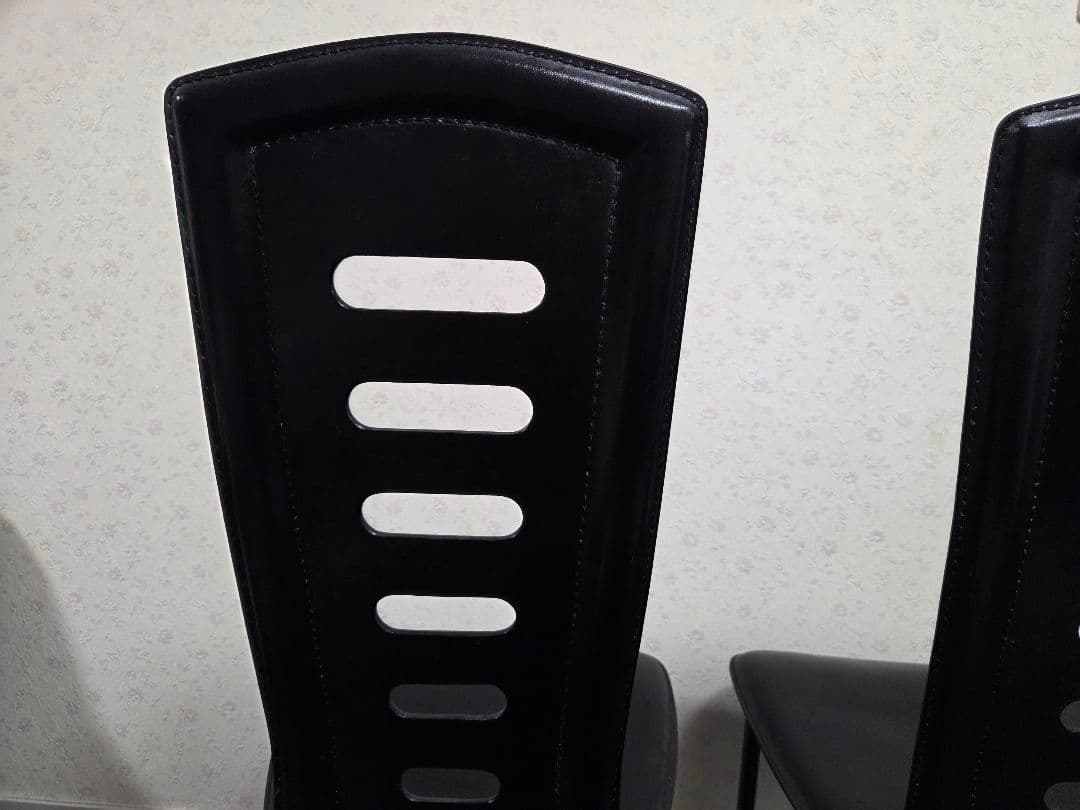 高級 廃盤 IDC 大塚家具 ハイバック ダイニングチェア 本革 食卓椅子 2脚