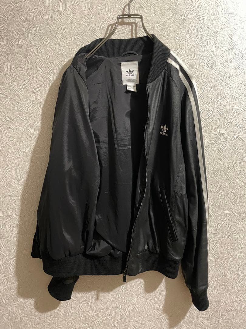 adidas トレフォイル ロゴ レザー トラック ジャケット