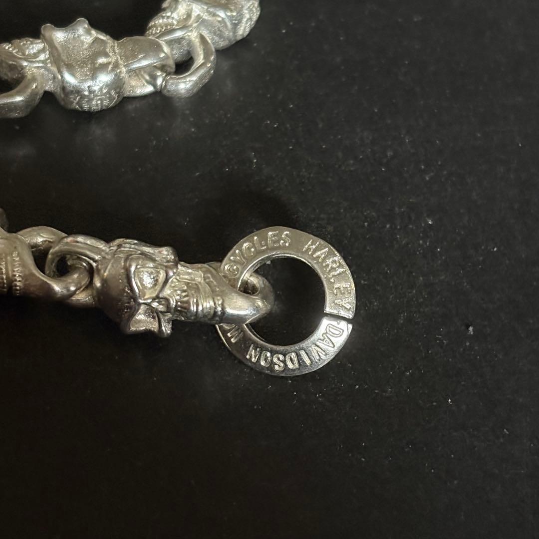 重厚 vintage スカルチェーンブレスレット シルバー925