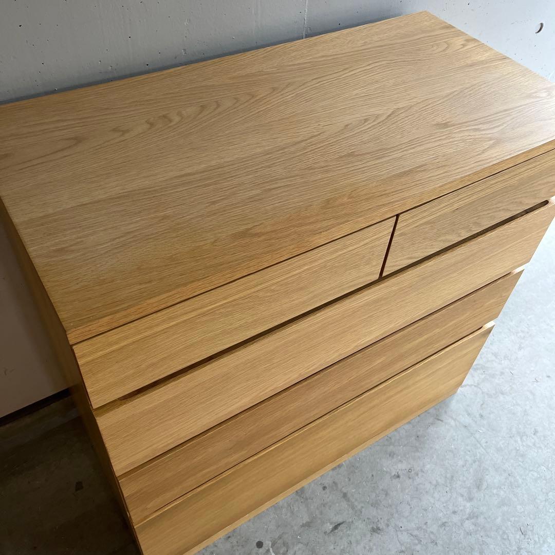 美品★無印 木製チェスト４段　オーク材