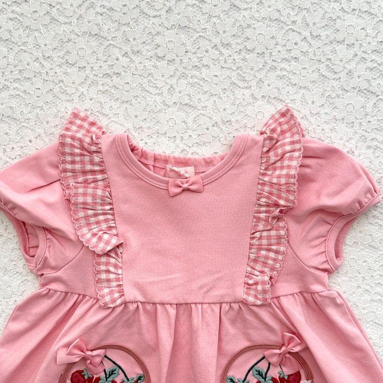 ◆ピンク◆いちごバスケットアップリケカットソーワンピース◆シャーリー◆120◆