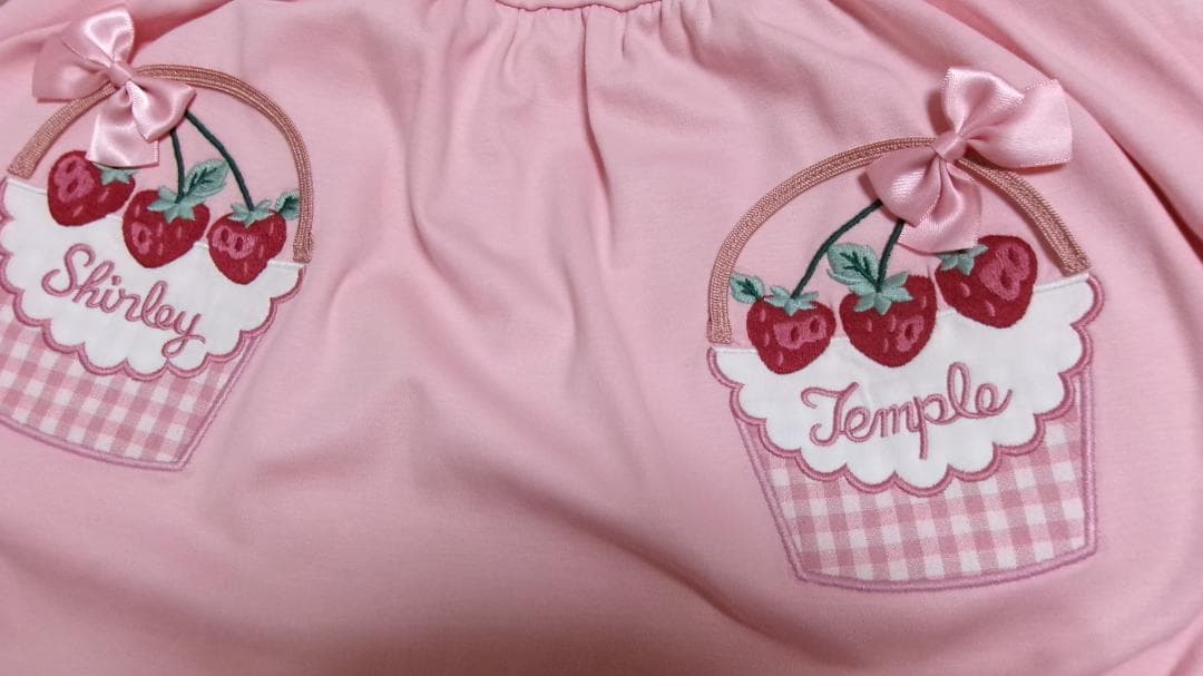 ◆ピンク◆いちごバスケットアップリケカットソーワンピース◆シャーリー◆120◆