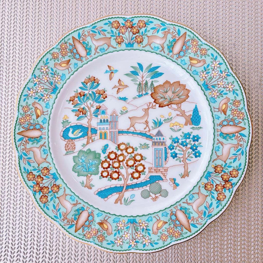 大皿　プレート　絵皿　動物と森