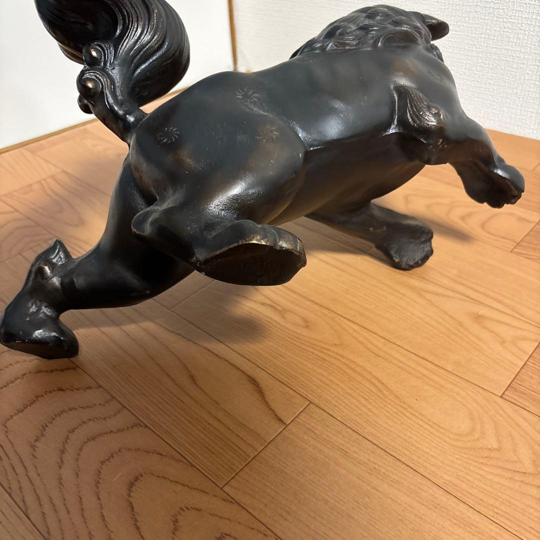 鉄製　玉乗り獅子　立獅子　魔除け　縁起物　インテリア　重厚　古美術　置物