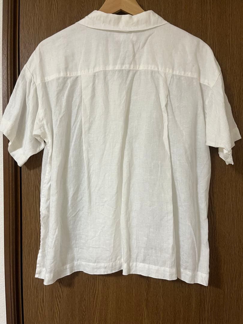 かぐれ　リネンオープンカラーシャツ　白