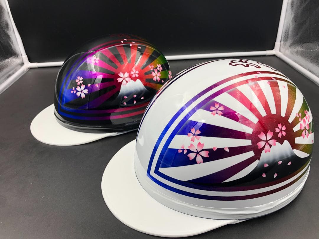 コルク半カスタム　富士日章　三つボタン　ブラックホワイトラメグラデーションセット