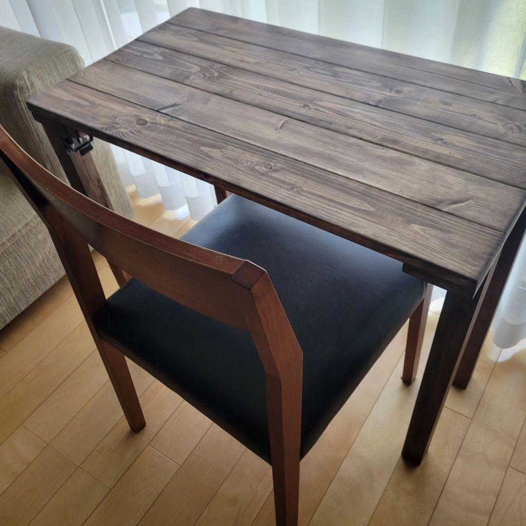 80✕45 カウンターテーブル　ウォールナット　無垢材　アイアン脚