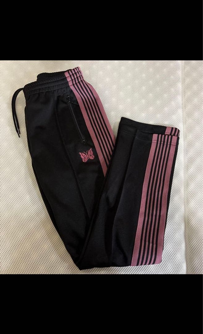 Needles トラックパンツ XS 黒/ピンク