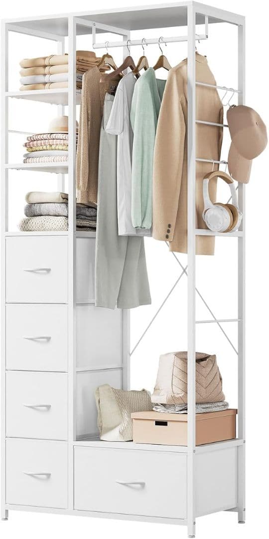 ハンガーラック 引き出し付き チェスト タンス スリム 衣類収納 洋服掛け