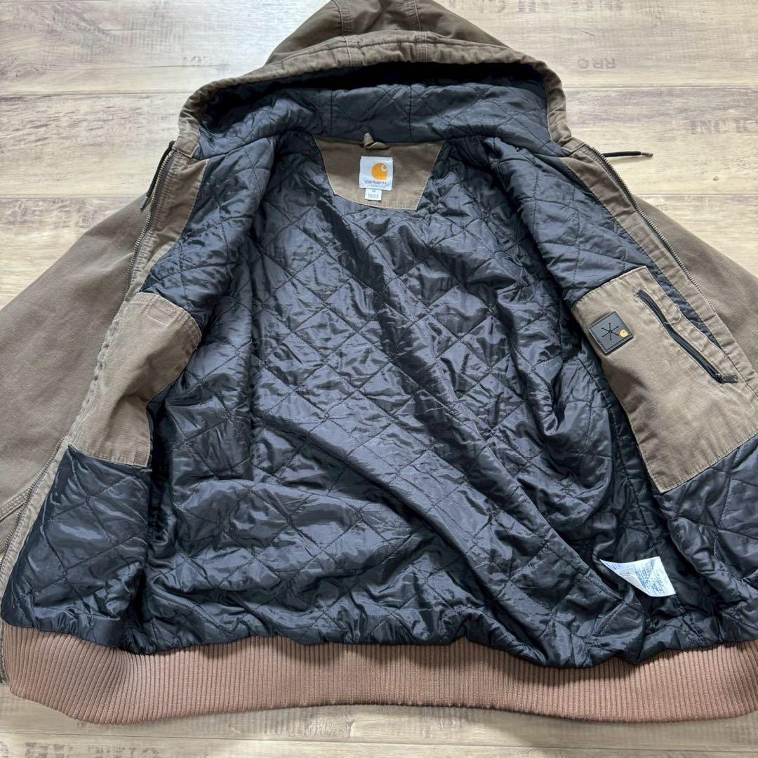希少カーハートアクティブジャケットリップストップL古着短丈オリーブブラウン
