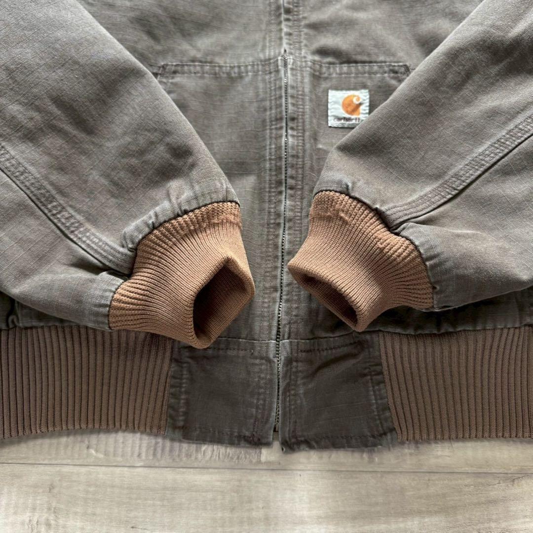 希少カーハートアクティブジャケットリップストップL古着短丈オリーブブラウン