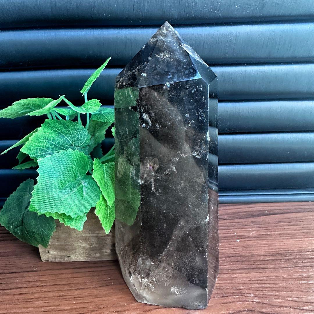 ★神秘的★レインボー魔除スモーキークォーツ六角柱☆パワーストーンA1114