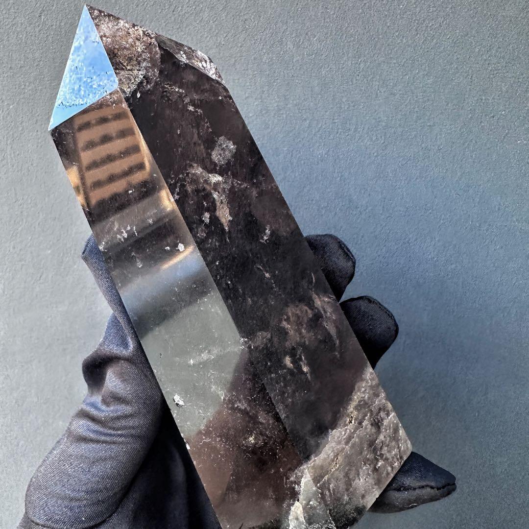 ★神秘的★レインボー魔除スモーキークォーツ六角柱☆パワーストーンA1114