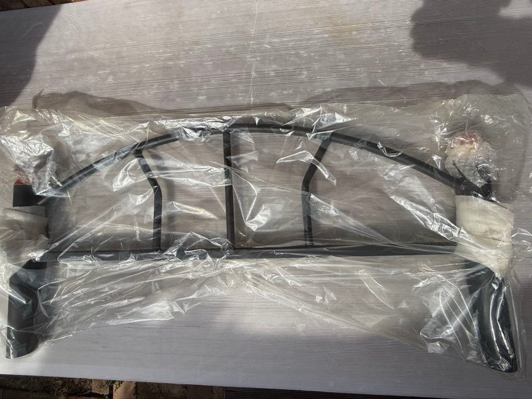 木製棚付きパイプベッド シングル ブラック