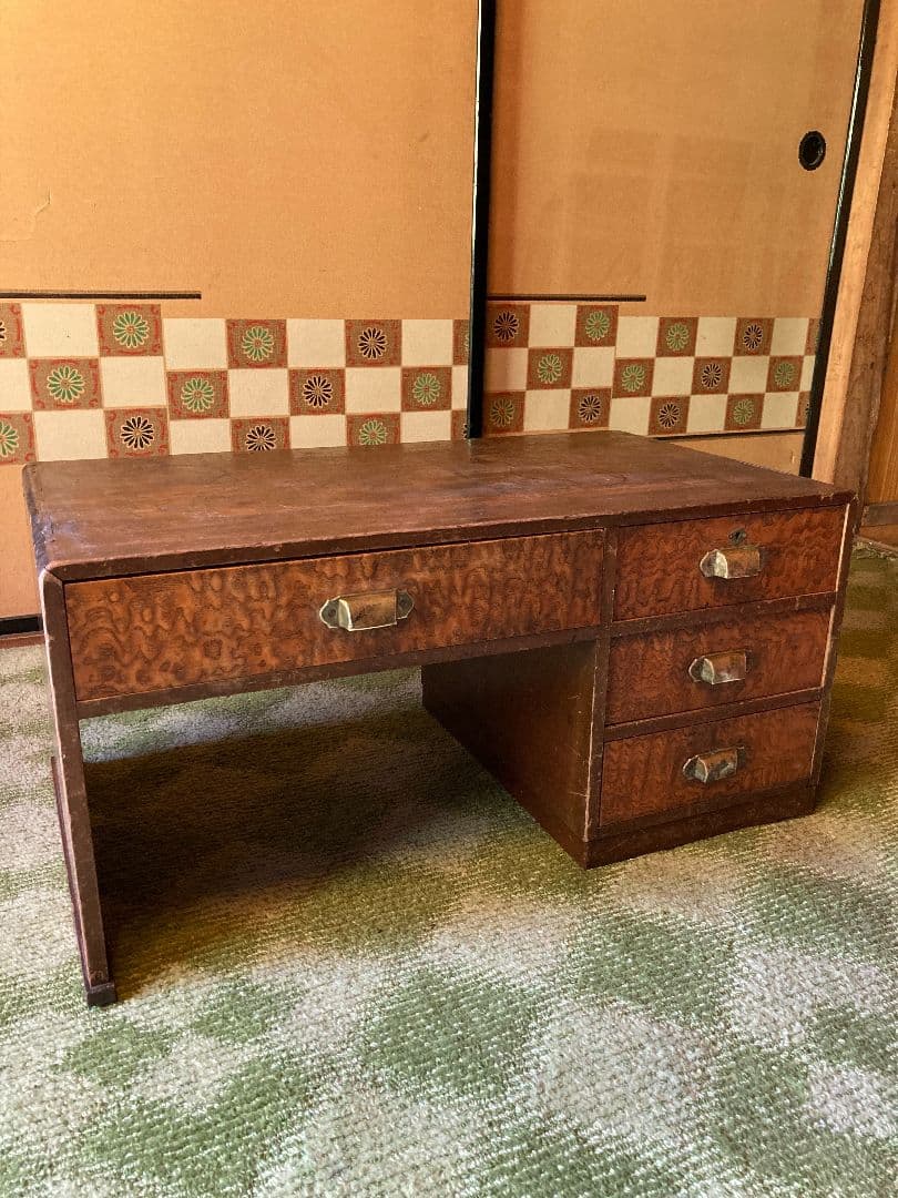 【送料込】文机 古家具 書斎机 昭和レトロ　アンティーク家具　机　レトロ