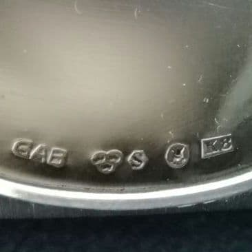 スウェーデン　GAB社　シルバー調味料入れ　トレー　スプーン　黒檀　アンティーク