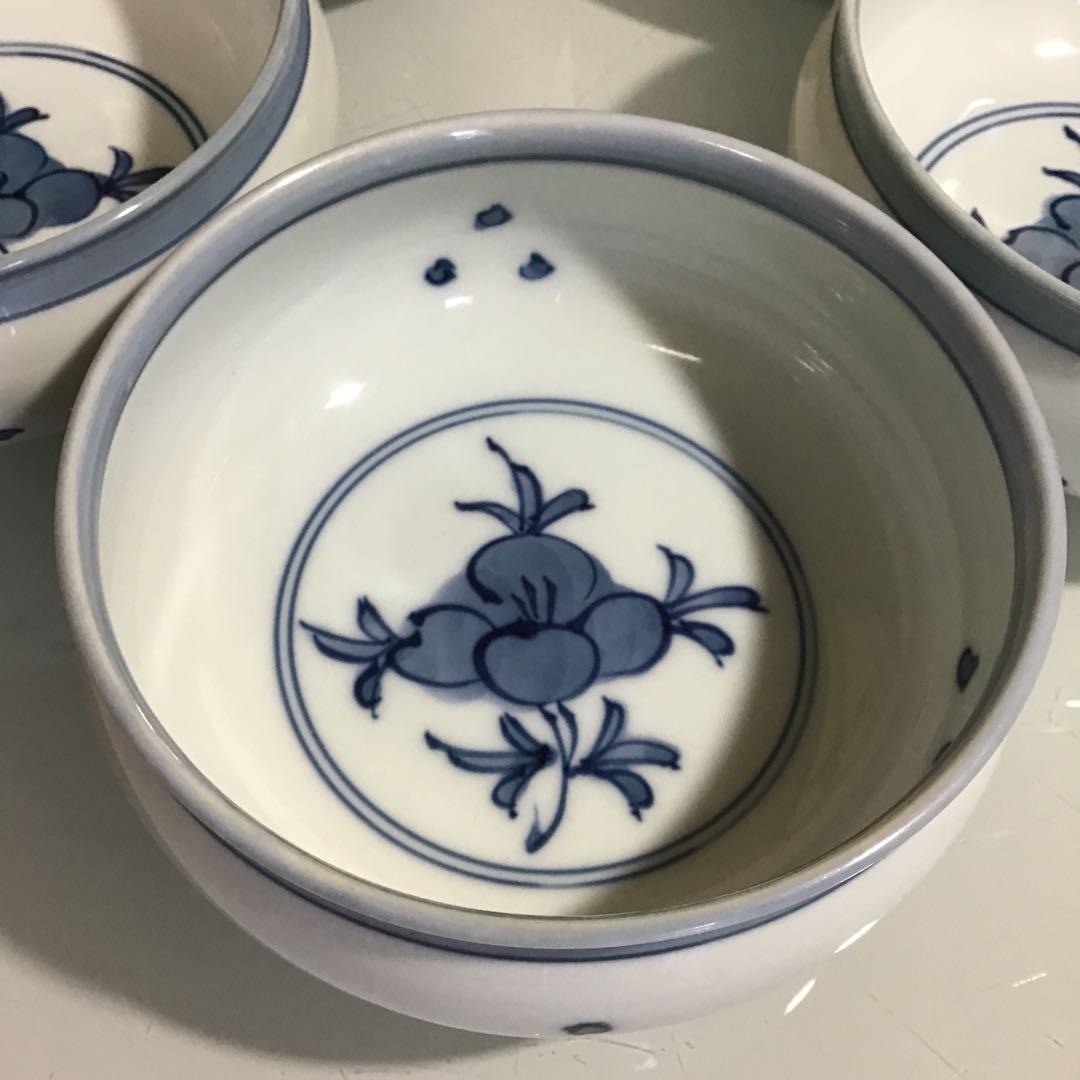 さくあさ❣️源右衛門　染付つばき絵　鉢碗　取鉢5ヶ