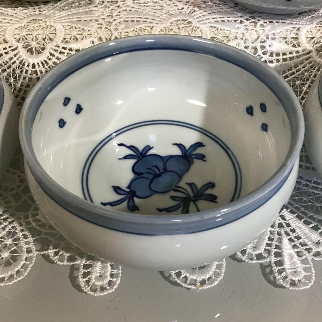 さくあさ❣️源右衛門　染付つばき絵　鉢碗　取鉢5ヶ