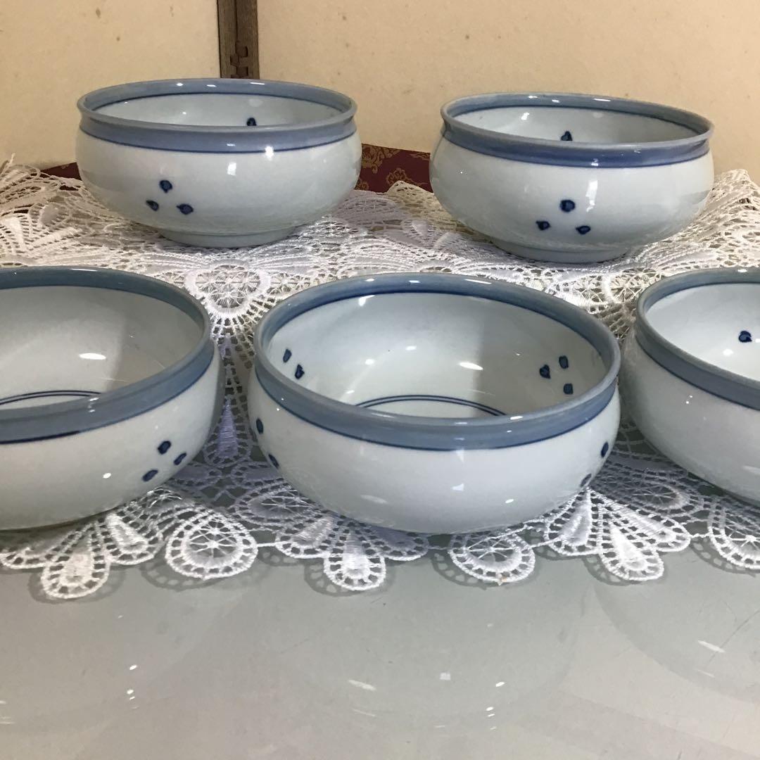 さくあさ❣️源右衛門　染付つばき絵　鉢碗　取鉢5ヶ