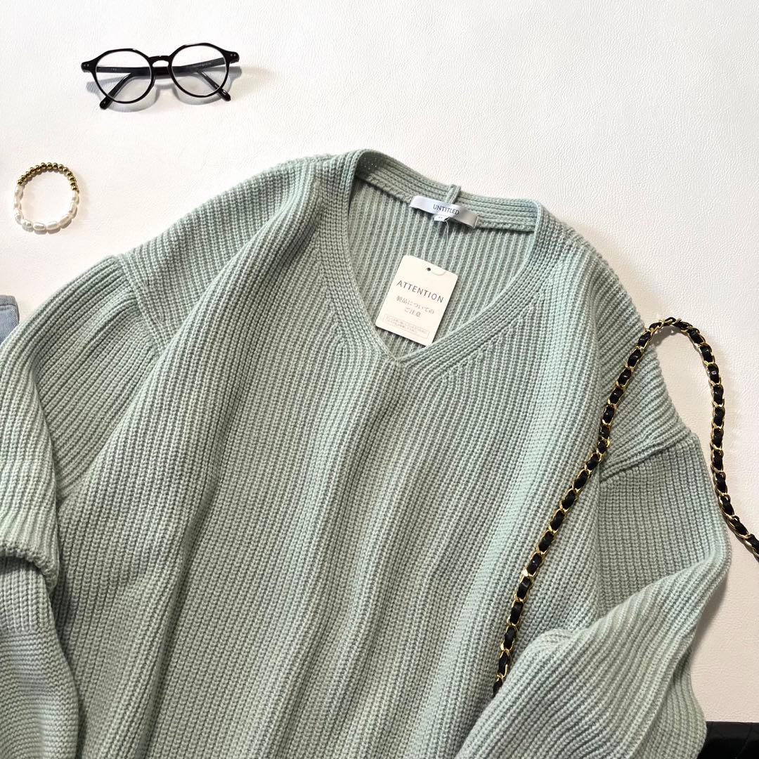 b1735 新品 アンタイトル 大きいサイズ44 Vネック ニットプルオーバー