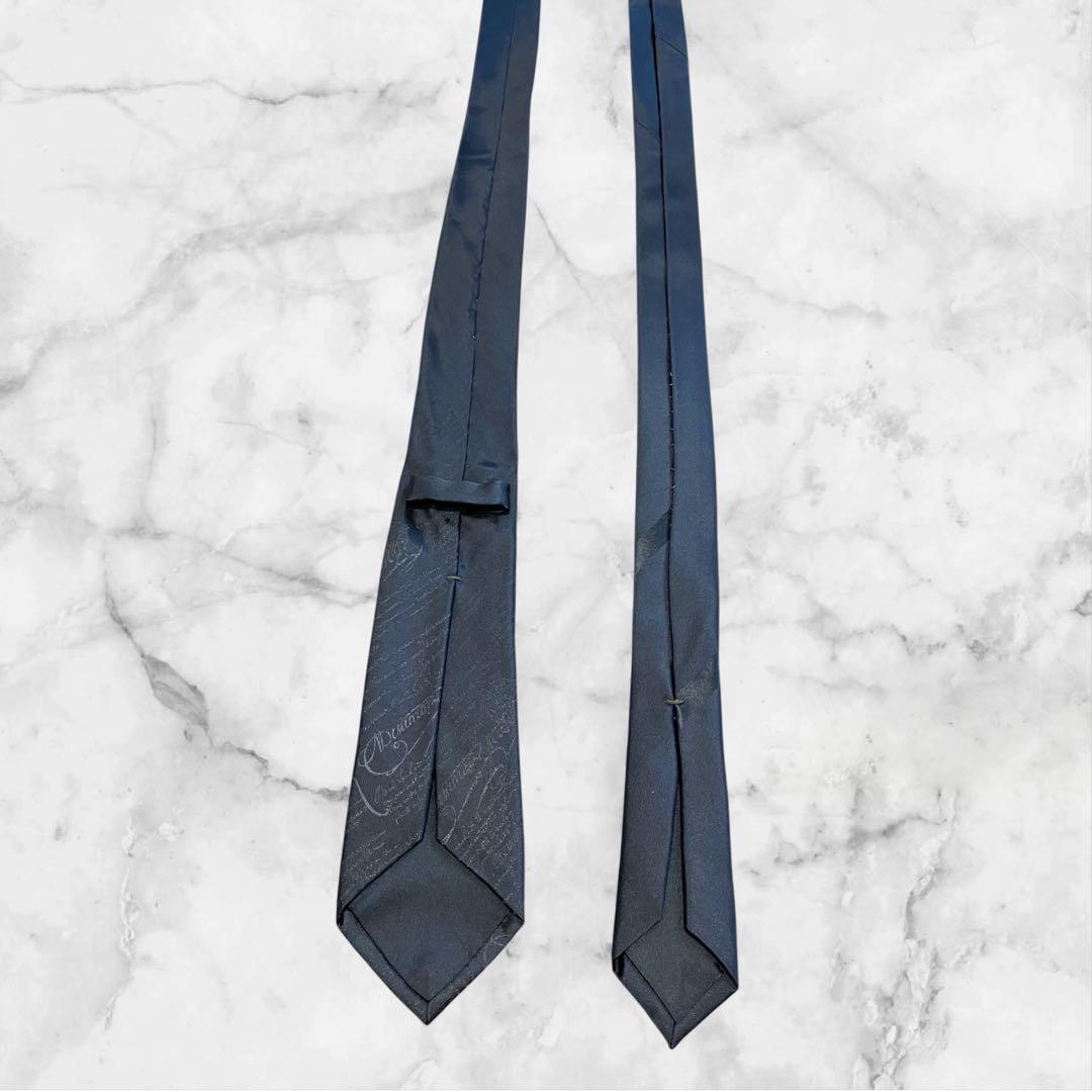 BERLUTI ベルルッティ　ネクタイ　カリグラフィー　ジャガード　グレー