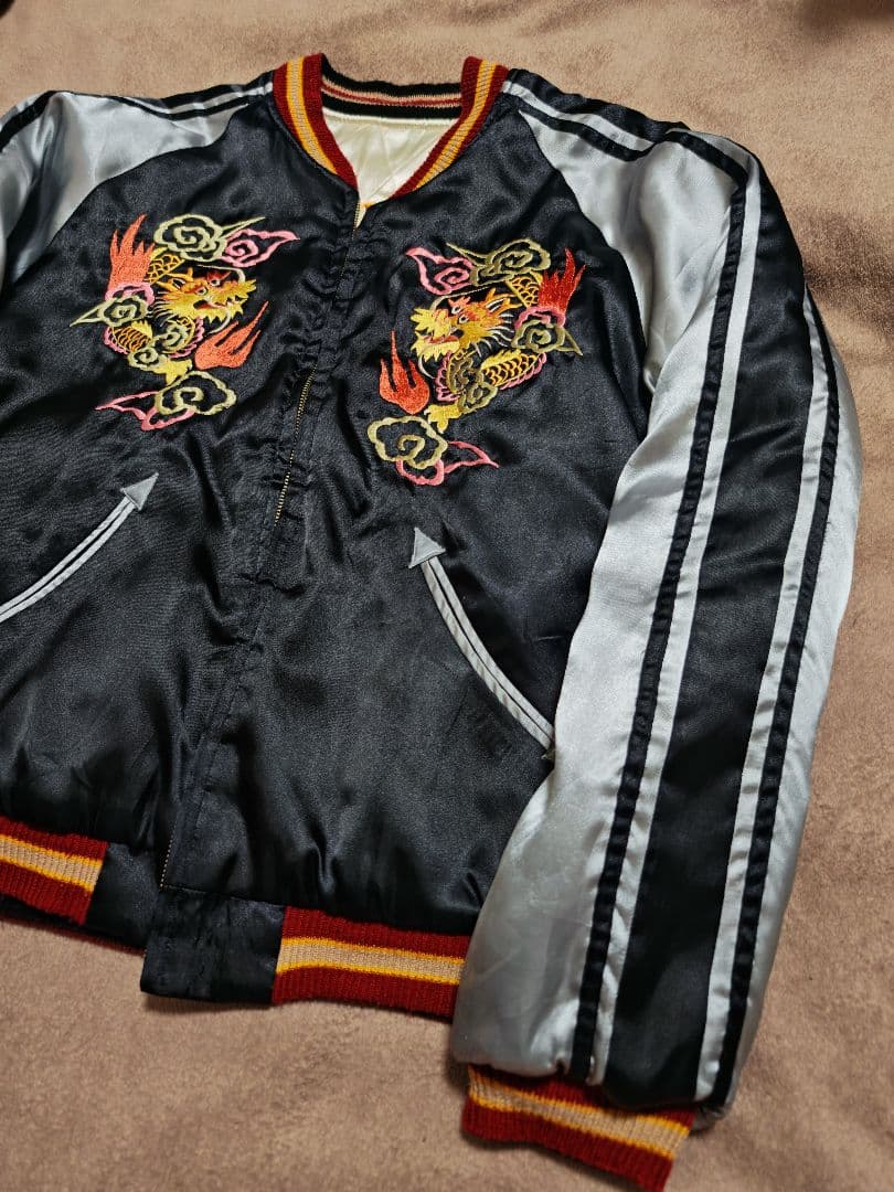 テーラー東洋 ２面用 虎龍 地図 日本限定 スカジャン vintage サテン