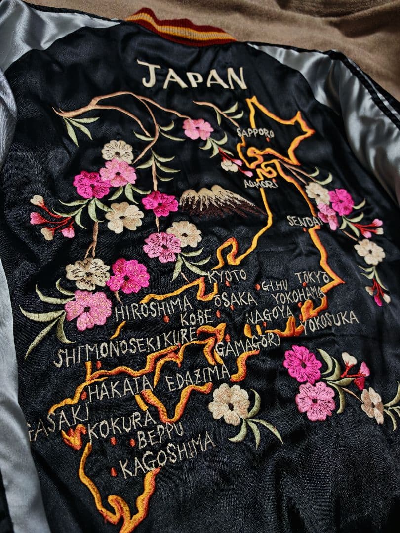 テーラー東洋 ２面用 虎龍 地図 日本限定 スカジャン vintage サテン