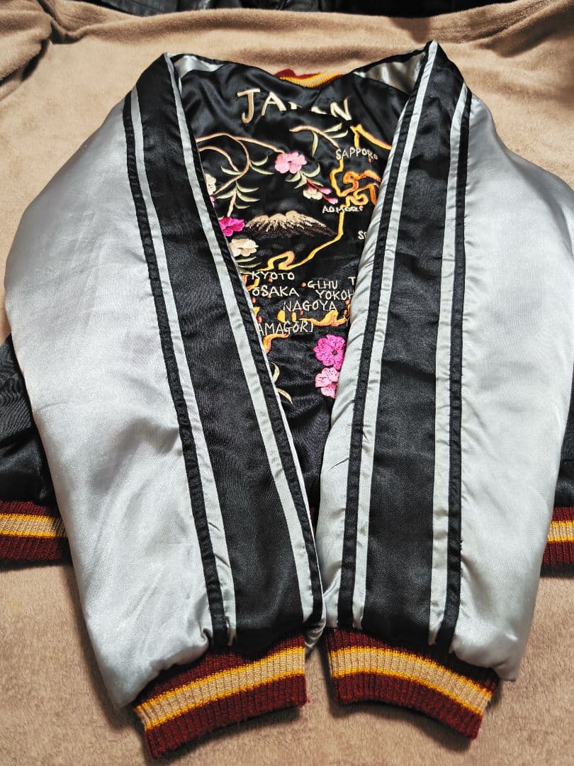 テーラー東洋 ２面用 虎龍 地図 日本限定 スカジャン vintage サテン