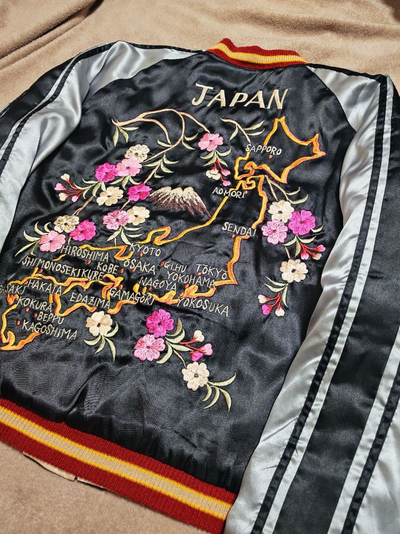 テーラー東洋 ２面用 虎龍 地図 日本限定 スカジャン vintage サテン