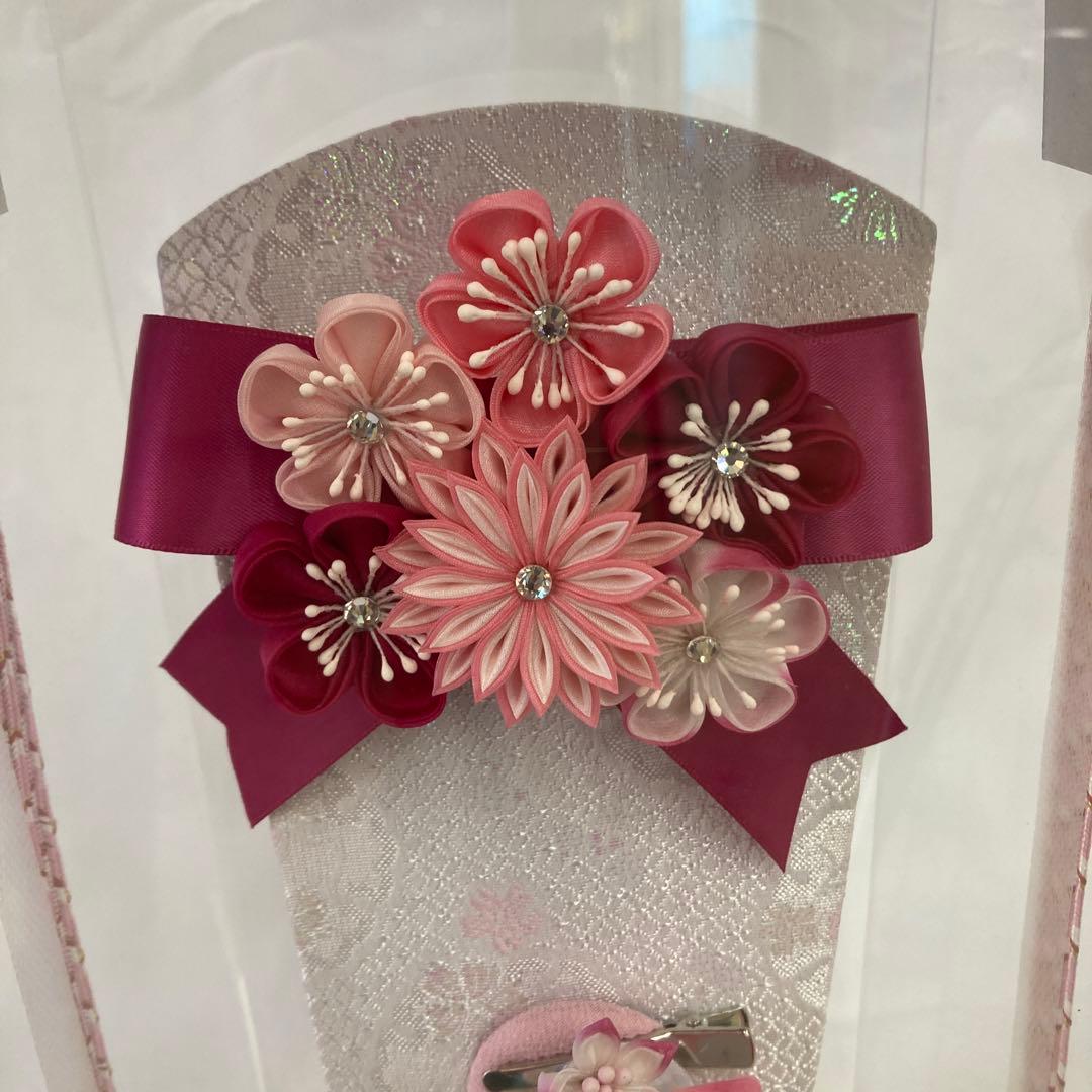 羽子板　アクリルケース　つまみ細工