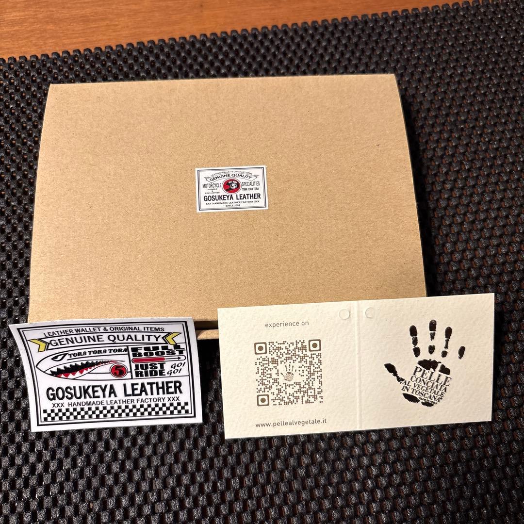 五助屋レザー ライダースミニウォレット改 ブッテーロ 茶芯黒