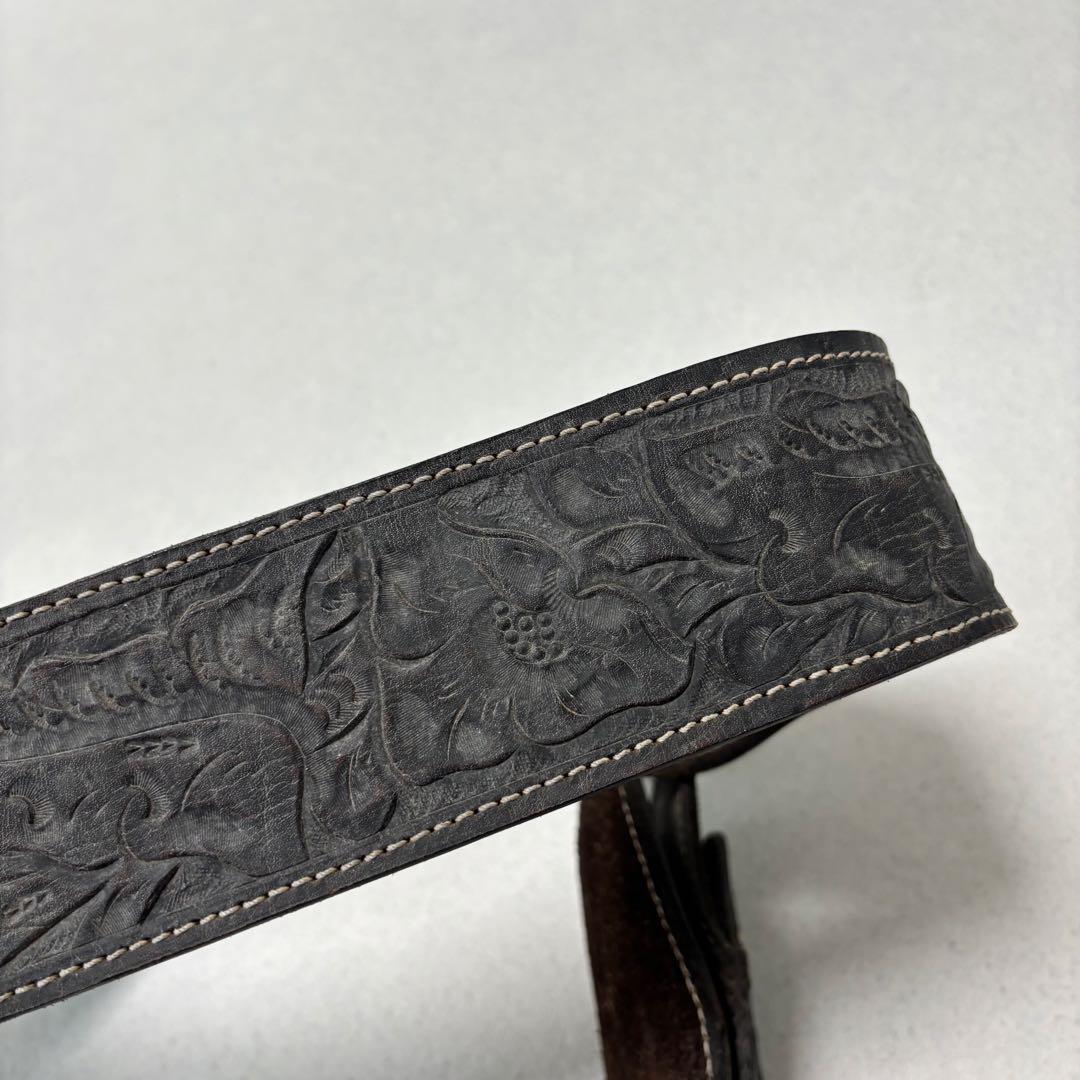 小物 leather carving western gun belt Y2K