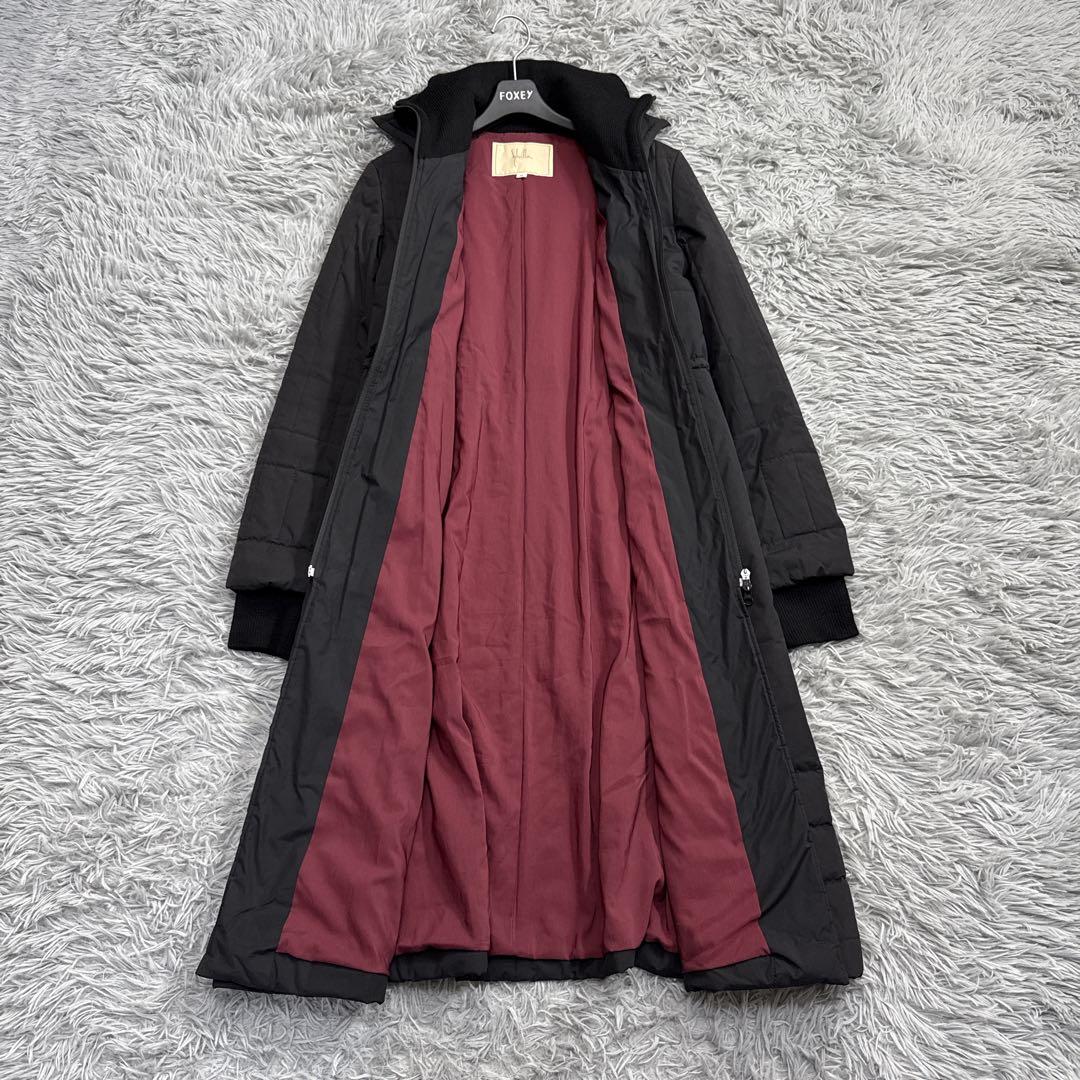 美品✨シビラ 中綿 ロングダウンコート Aライン リブニット ブラック ボルドー