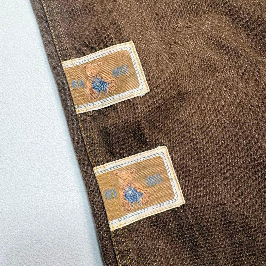 【希少色】ピンクハウス サロペット オーバーオール クマ刺繍 デニム ブラウン