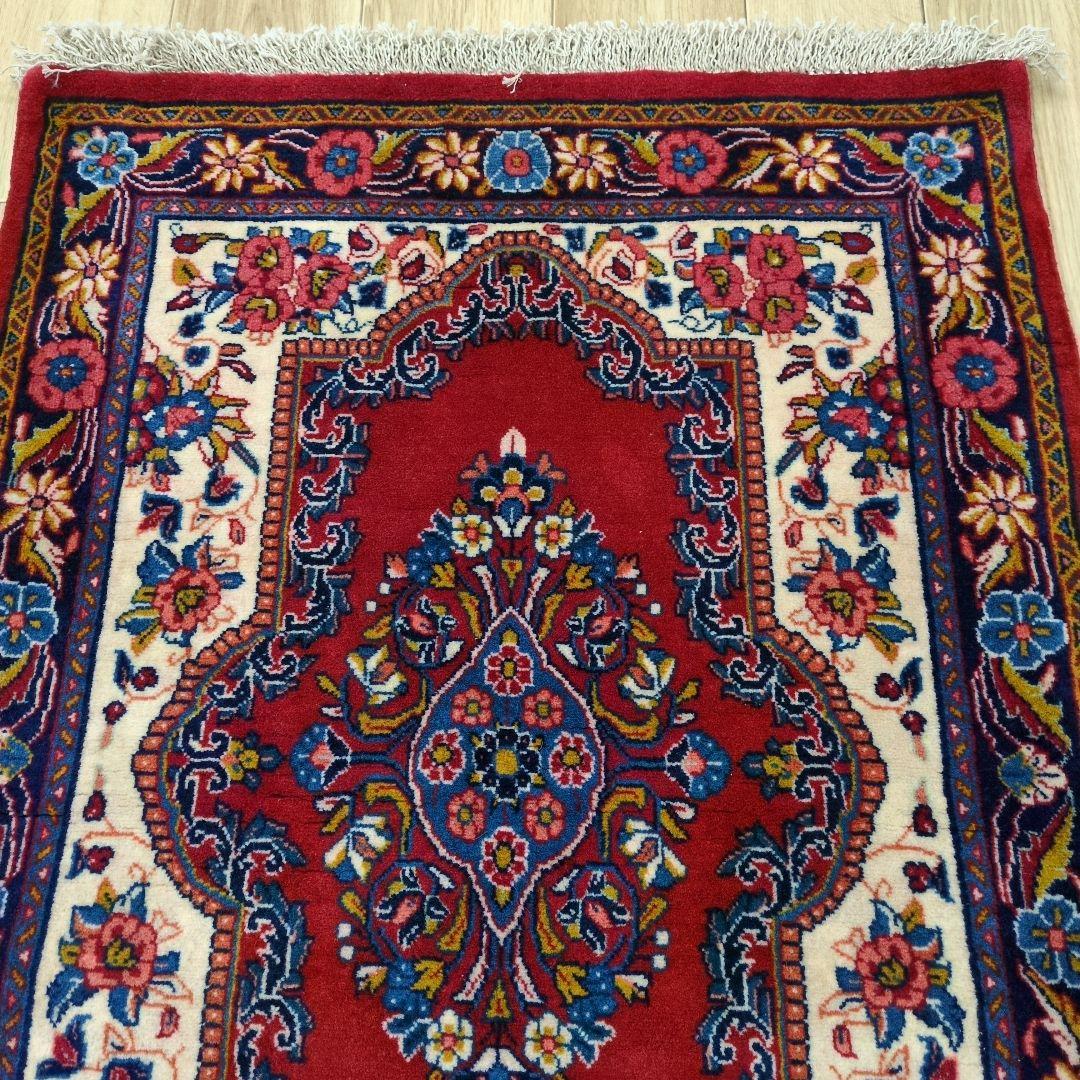 ペルシャ絨毯 手織り 美術品 ＳＡＲＯＧＨ産　91x65 クリーニング済