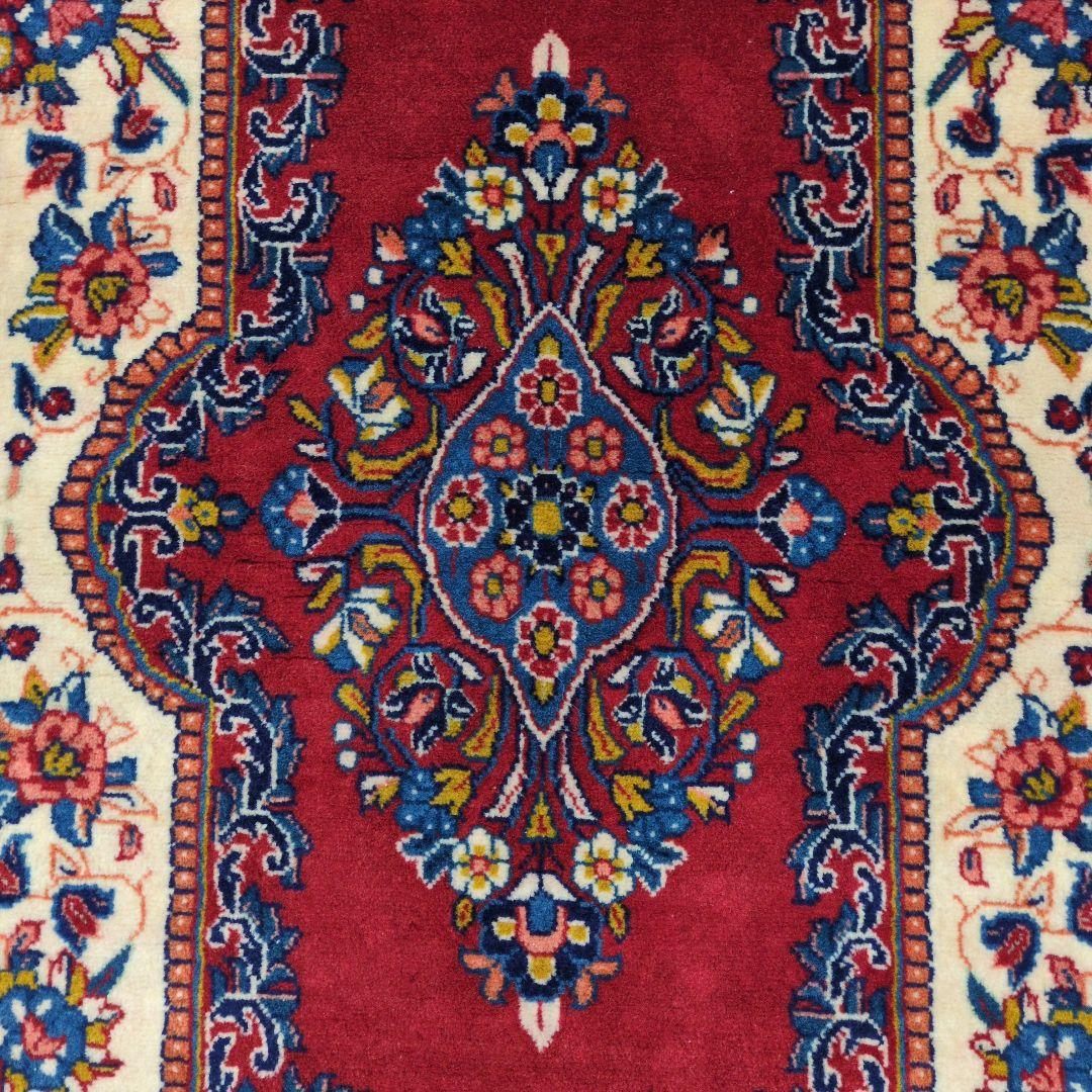 ペルシャ絨毯 手織り 美術品 ＳＡＲＯＧＨ産　91x65 クリーニング済