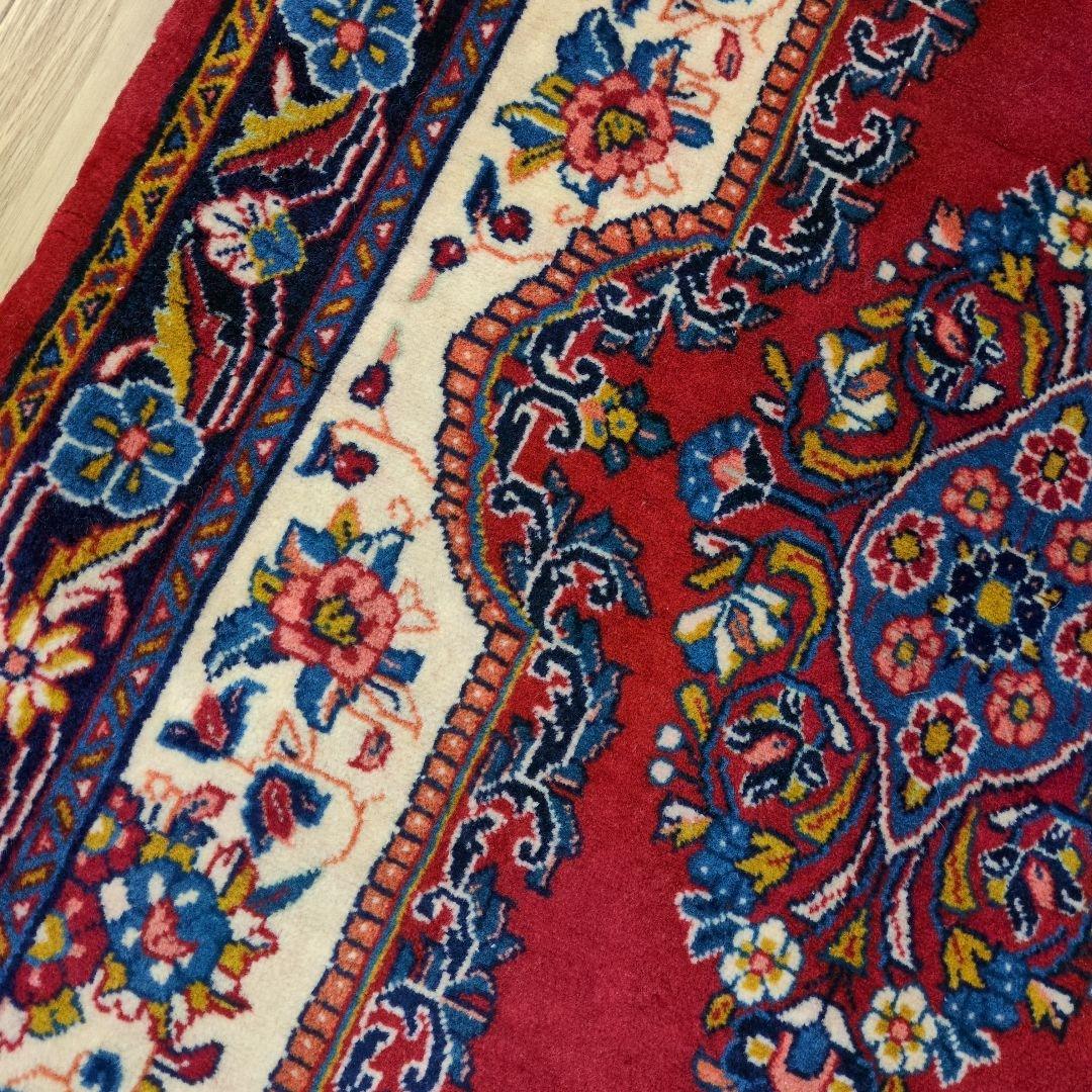 ペルシャ絨毯 手織り 美術品 ＳＡＲＯＧＨ産　91x65 クリーニング済