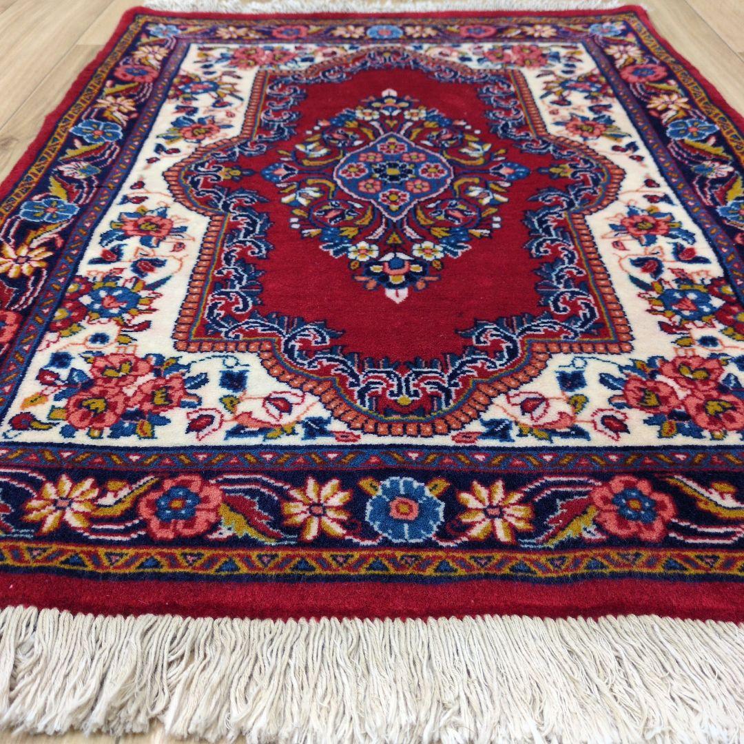 ペルシャ絨毯 手織り 美術品 ＳＡＲＯＧＨ産　91x65 クリーニング済