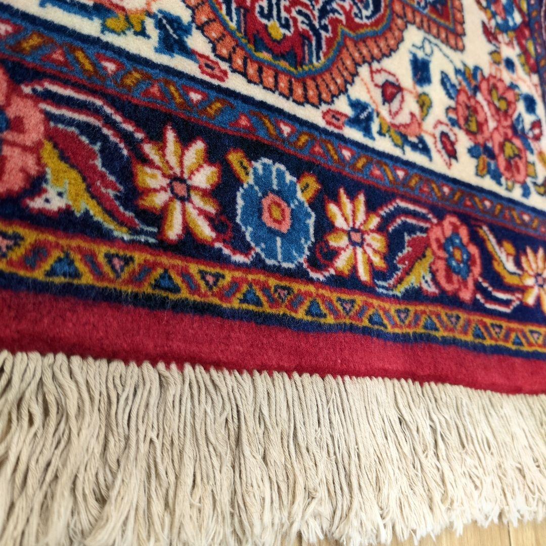 ペルシャ絨毯 手織り 美術品 ＳＡＲＯＧＨ産　91x65 クリーニング済