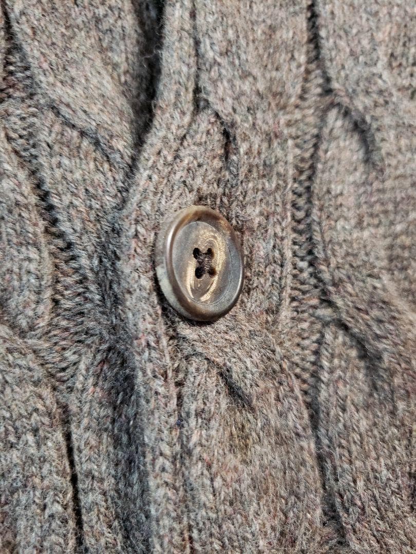 ブルックスブラザーズ メリノウール100% ケーブル編み 厚手カーディガン 杢