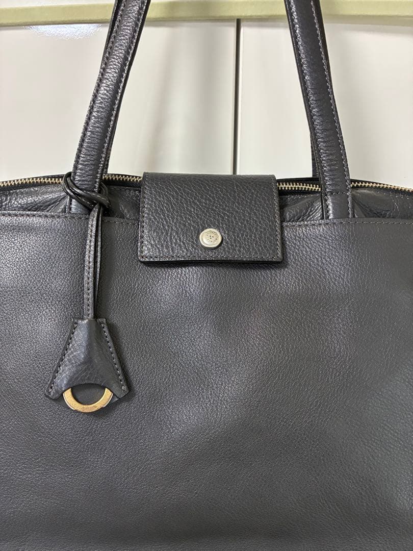 【美品】アニアリ aniaryレザートートバッグ チャコールグレー