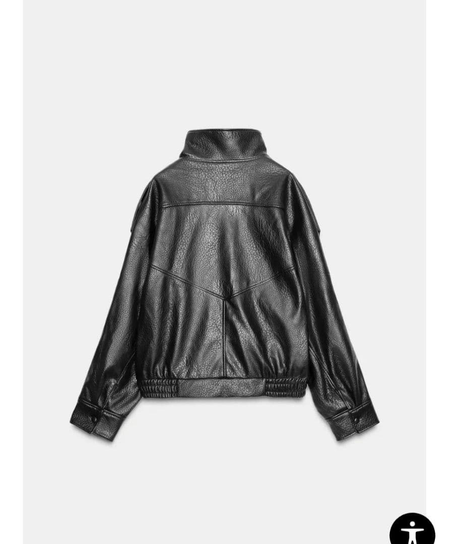 ZARA　フェイクレザーショートジャケット XL ブラック