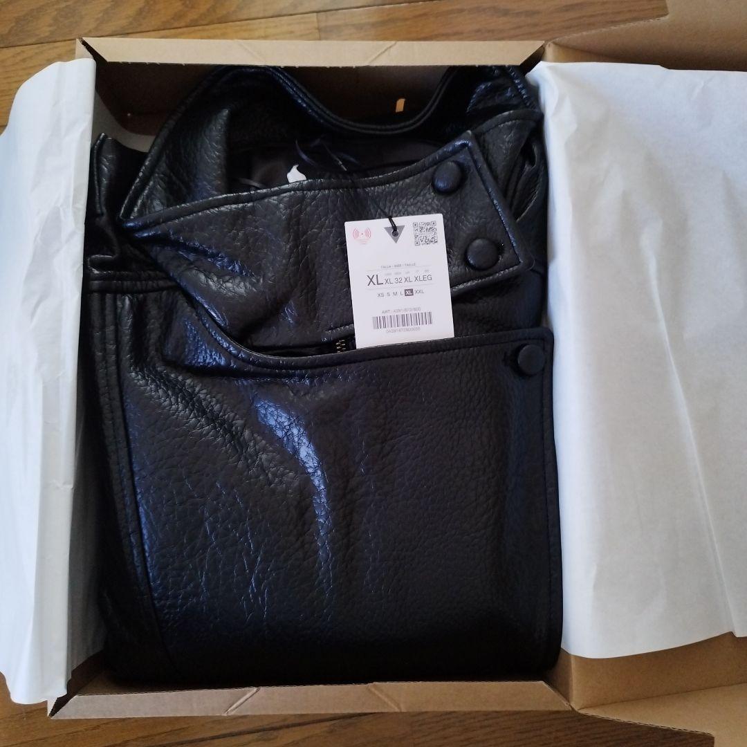 ZARA　フェイクレザーショートジャケット XL ブラック