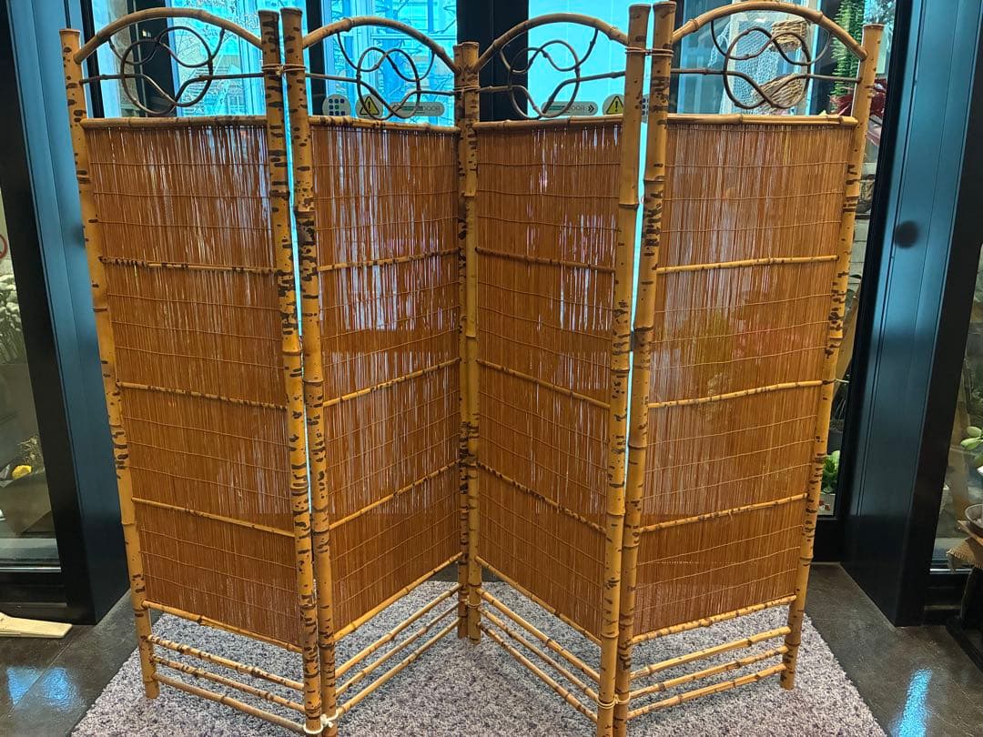 ついたて　衝立　4面　竹製　痛み無し　中古　和風　日本製　パーテーション　室内用