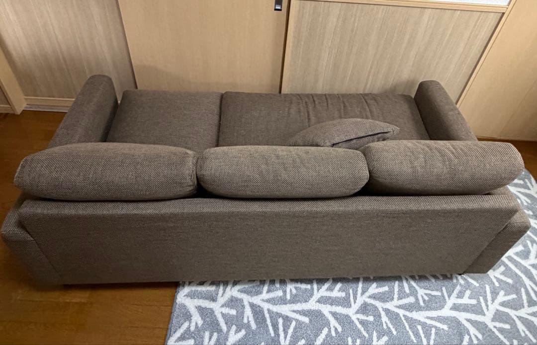 美品 ニトリ N シールド カウチソファ 3人掛け ブラウン ファブリック