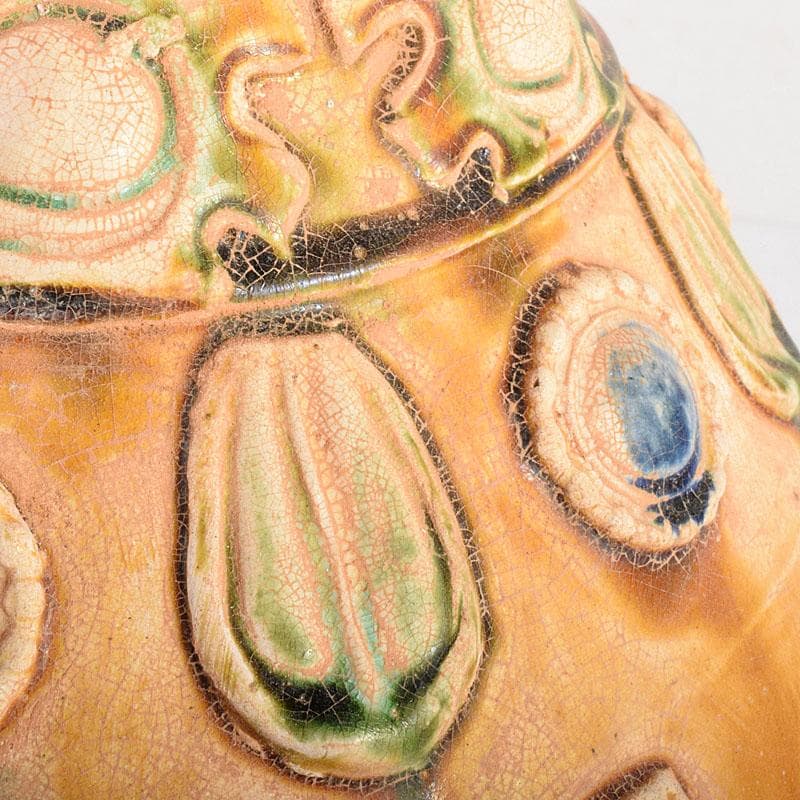 中国　唐三彩　蓋壷　飾壷　C　R8539H