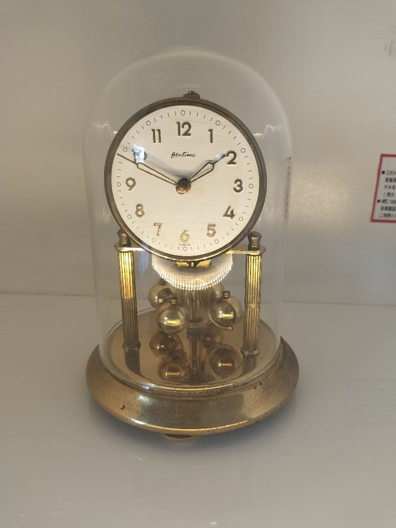 ドイツ製　Bentima ガラスドーム 振り子時計　置時計