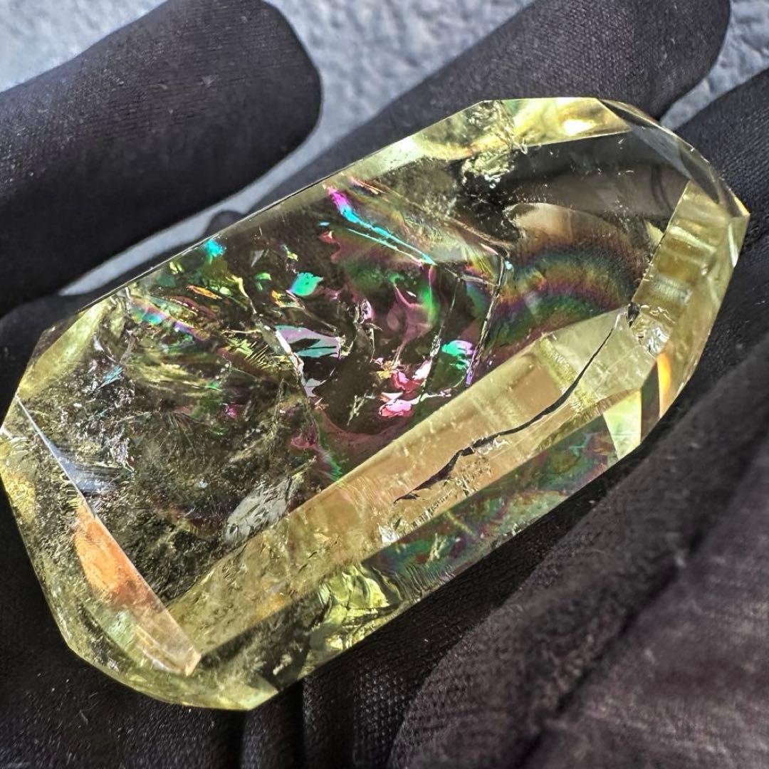 虹☆アイリスクォーツ シトリン フリーフォーム☆ブルーエンジェルラダーA1142